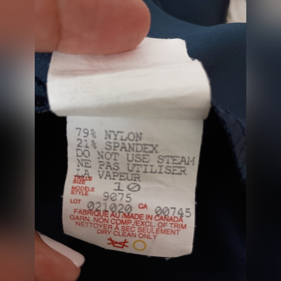 JS Collections 🩷 Illusion Stripped Navy Evening Gown Size 10 - Picture 9 of 9